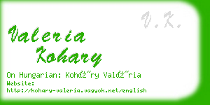 valeria kohary business card